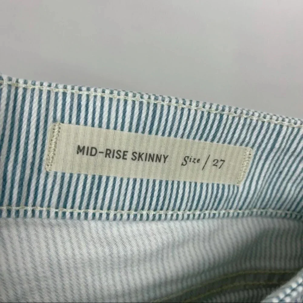 Anthro Pilcro Striped Mid-Rise Skinny Jeans Sz 27